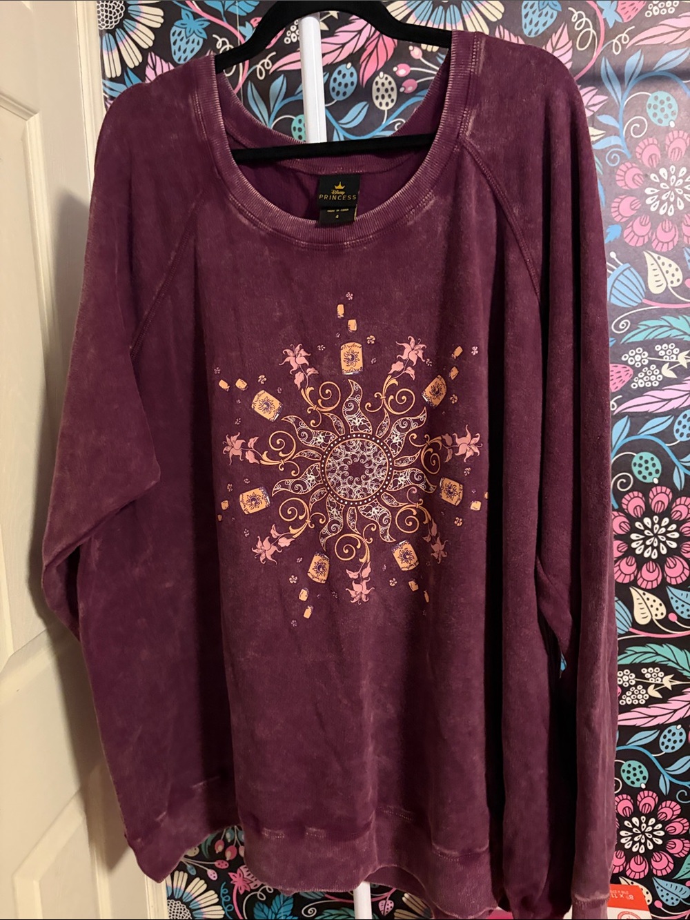 NWOT Torrid Disney Princess Rapunzel "Tangled" Mineral Wash Raglan Sweatshirt